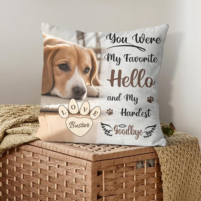 Alienc Personalized Dog Memorial Pillow with Photo - Custom Pet Memory Gift, Soft Sympathy Gift for Loss of Dog or Cat, Heartfelt Remembrance Throw Pillow