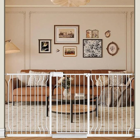 TSAYAWA Baby Gate Extra Wide Fits 62.2"-71.65" Inch Opening - Dog Pet Gate for Doorways Stairs No Drilling Pressure Mounted - Large Child Safety Indoor Outdoor White