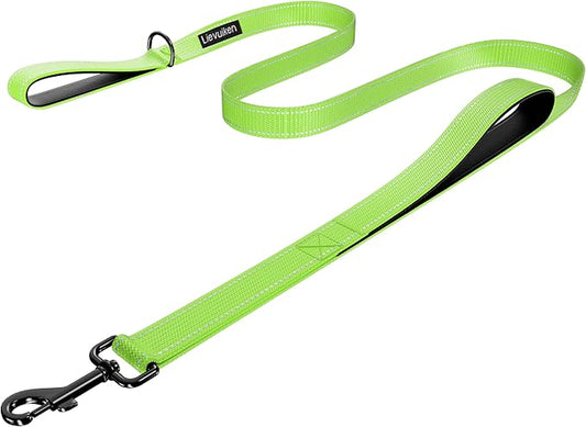 Dog Leash 6ft Long, Double Handle Dog Leash for Safety Control Training, Heavy Duty Dog Leads with Traffic Padded Handles, Reflective Leashes for Small Medium Large Dogs(6ft, Green)