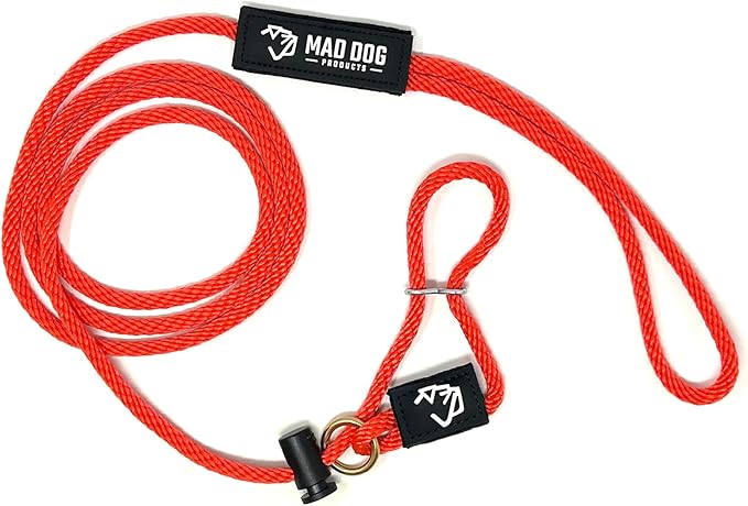 Mad Dog Products Easy Leader Dog Leash 1/4" x 8' Orange Signature Rope - Made in USA