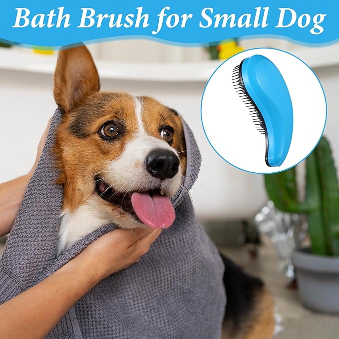 Small Dog Brush Puppy Brush for Small Dogs Portable Puppy Brush Grooming Tool Reduces Shedding & Tangles for Shih Tzu, Yorkie, Teddy, Chihuahua (Blue)