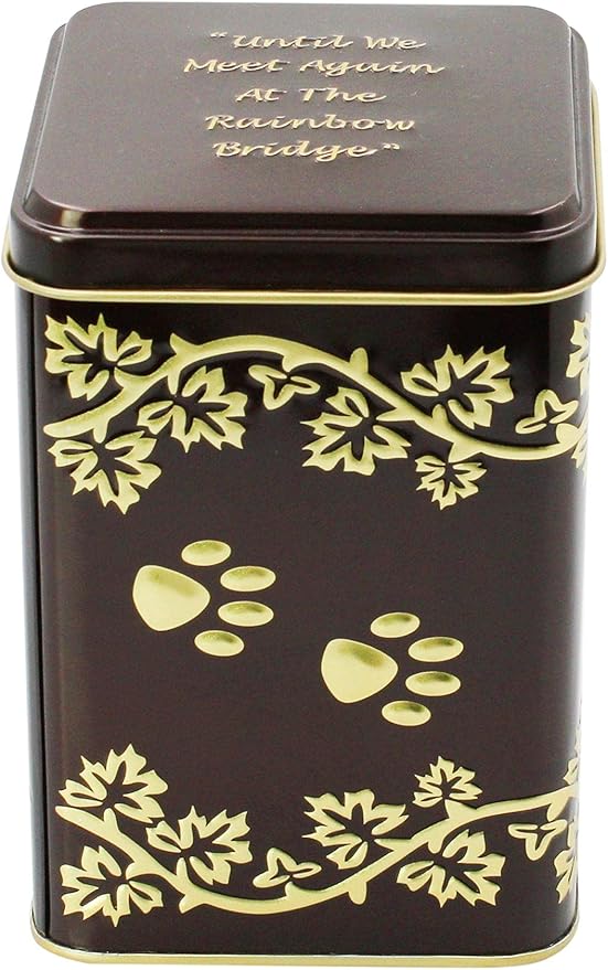 Medium Rainbow Bridge Paw Print Economy Pet Cremation Urn Tin - 55 Cubic Inch Capacity for a Pet Weighing up to 45 Pounds - Pet Memorial Urn Tin for Ashes