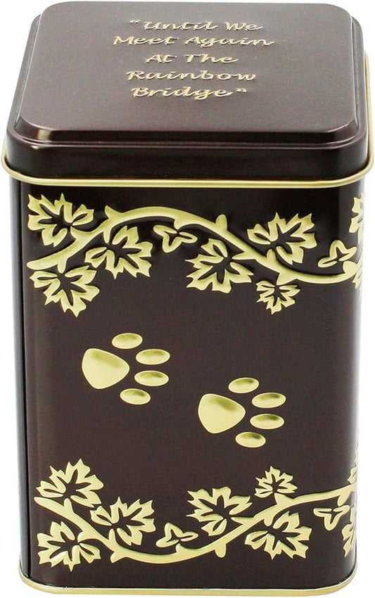 Medium Rainbow Bridge Paw Print Economy Pet Cremation Urn Tin - 55 Cubic Inch Capacity for a Pet Weighing up to 45 Pounds - Pet Memorial Urn Tin for Ashes