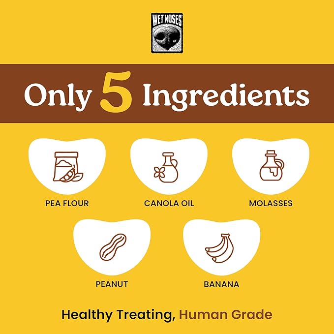 Wet Noses Organic Crunchy Dog Treats Grain Free – All-Natural, Human-Grade, Non-GMO, Healthy Training & Delicious Snacks for Dogs, for All Dog Sizes & Breeds – Peanut Butter & Banana, 14oz (2 Pack)