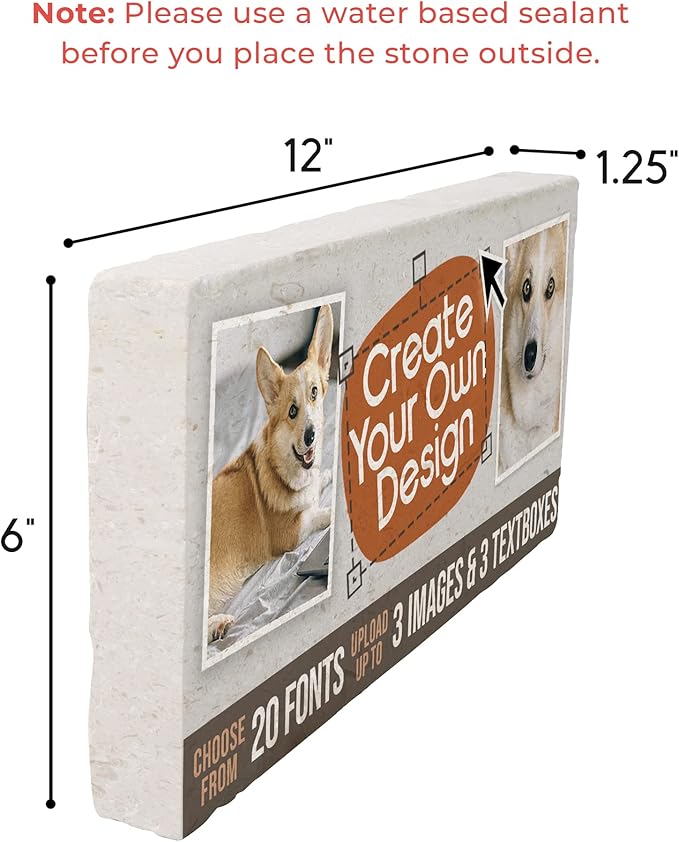 Personalized Pet Memorial Stones, 6x12 Create Your Own Pet Grave Markers as Keepsake or Pet Remembrance, Pet Loss Gifts for Bereaved Pet Owners, DIY Personalized Pet Memorial Limestone (A. Design 1)
