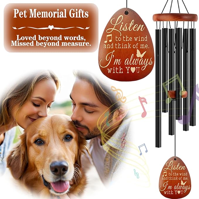 Personalized Dog Memorial Gifts for Loss of Dog, Personalized Pet Memorial Wind Chime, Pets Loss Passing Away Remembrance Bereavement Gift, Custom Sympathy Gifts of Pet