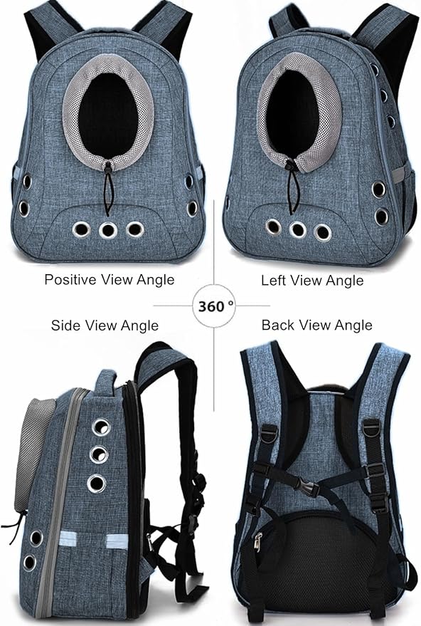 Pet Dog Backpack Carrier Small Doggy Front Backpack,Large Space Cat Carrier Backpack,Ventilated for Hiking,Camping,Travel,Suitable for Shopping and Vet,Max 12 lbs(Denim Blue)