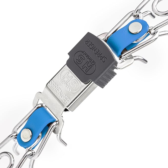 Herm Sprenger 3mm Prong Collar with Short Links & Quick Release Buckle & Biothane Insert & Swivel | Chrome Plated Steel Dog Training Collar for Medium Dogs, 20in (Necks up to 16-17in) (Cerulean Blue)