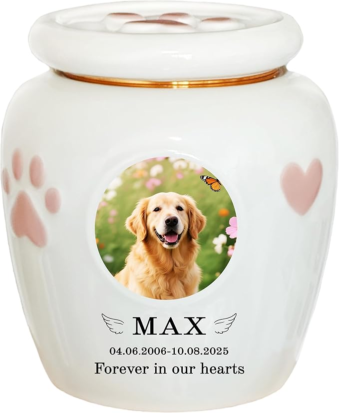 Personalized Pet Urn,Pet Urns for Dogs Cats,Pet Cremation Urn,Urns for Pet Ashes,Ceramic Urn,Dog cat Bird Rabbit urn,pet Loss, Handmade Custom. (Large,Suitable Ashes ≤120 lb (not Bones))