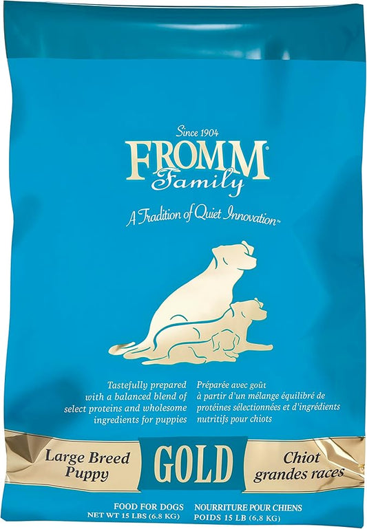 Fromm Large Breed Puppy Gold Premium Dry Dog Food - Dry Puppy Food for Large Breeds - Chicken Recipe - 15 lb