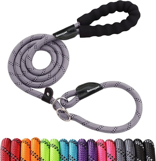 Slip Leads Dog Leash - 4/5/6/8/10 FT Heavy Duty Training Leashes - Reflective & Comfortable Handle for Small Medium Large Dogs (1/2''-6FT, Grey)