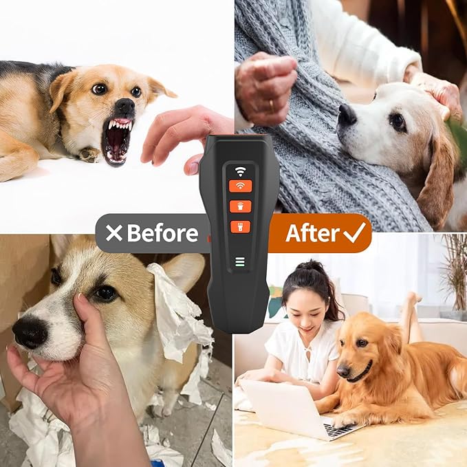 Dog Bark Deterrent Device, 3X Ultrasonic Anti Barking Device for Dogs, 50FT Range Stop Neighbor's Dog Barking, Safe & Humane Rechargeable Dog Training Tool Indoor Outdoor with Flashlight (black)