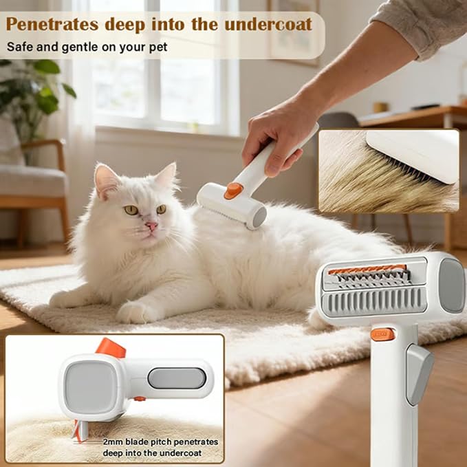 2-in-1 Pet Self-Detangling & Grooming Comb - Professional Deshedding Tool for Dogs & Cats - Gentle Undercoat Rake & Brush for Long or Short Hair, Removes Mats, Tangles & Loose Fur (2 PCS)