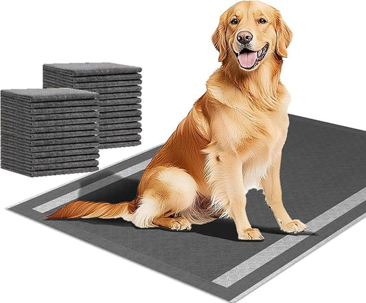 Dog and Puppy Pee Pads 50 Count, 28'' x 30'' Charcoal Odor-Control Puppy Pads with Leak-Proof Quick-Dry Design, Pet Training Pads for Potty Training Strong Absorbency