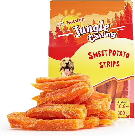 Jungle Calling Sweet Potato Dog Treats,Low Fat Natural Soft Chews for Weight Management, Single Ingredient and Grain Free Healthy Snacks Puppy Adult Dogs,10.6oz