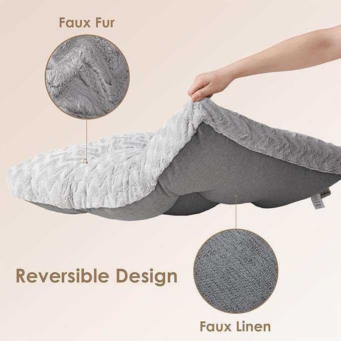 EHEYCIGA Washable XL Dog Bed for Crate 41x27 Inch, Reversible Kennel Pad for Extra Large Dogs Weight Up to 75 lbs, Plush and Comfy Pet Sleeping Mat, Grey