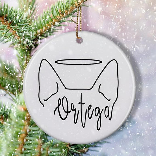 Custom Portrait Ears Christmas Ornament, Memorial, Lovers Gift, Personalized Pet Ornament, Custom Christmas Decor Gift