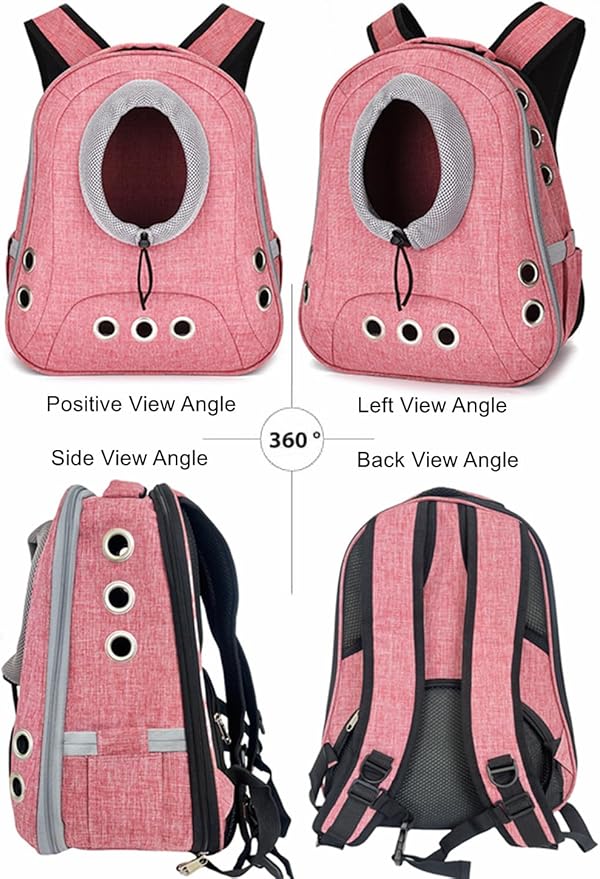 Pet Dog Backpack Carrier Small Doggy Front Backpack,Large Space Cat Carrier Backpack,Ventilated for Hiking,Camping,Travel,Suitable for Shopping and Vet,Max 12 lbs(Pink)