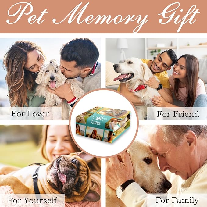 Pet Memorial Blanket Gift - Personalized Dog Memorial Blanket with Photo Name, Pet Sympathy Gifts for Dogs Lovers, Custom Loss of Dog Grief Blankets, Pets Remembrance Bereavement Gifts (8 Photos)