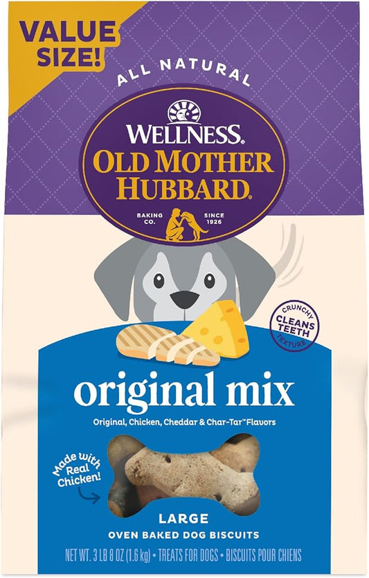 Old Mother Hubbard Wellness Original Mix Dog Biscuits, Natural, Training Treats, Four Flavors, Large Size, (3.5 Pound Bag)