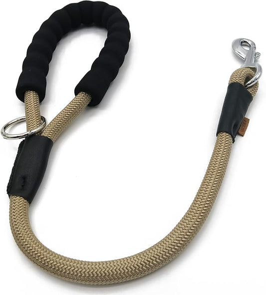 Dog Leash, Braided Rope Traction – Walking Training Lead for Medium/Large Dogs ((1/2") x 2FT, Khaki)