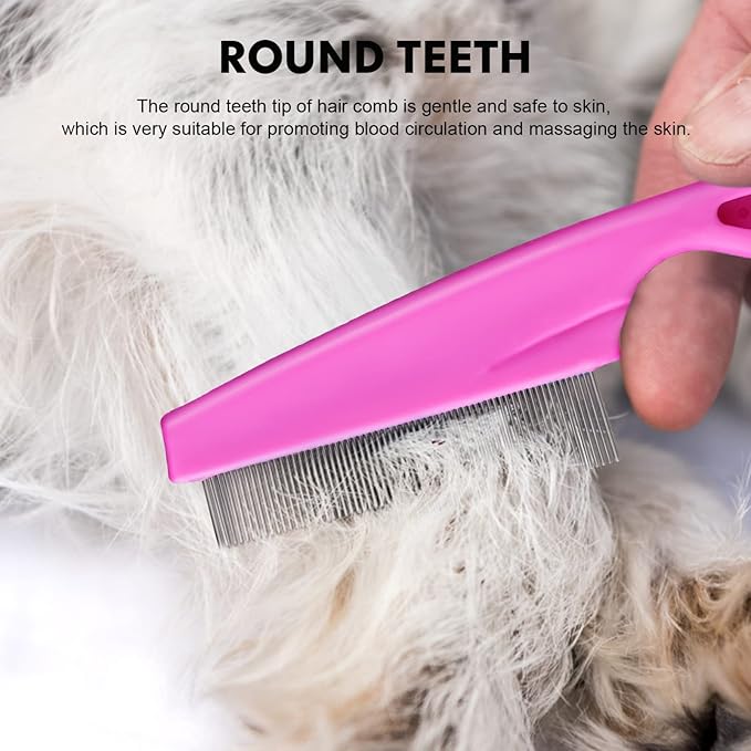 6 Pcs Dog Combs Pet Combs with Rounded Ends Stainless Steel Teeth for Long and Short Haired Pets