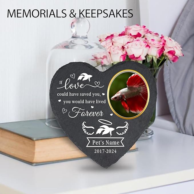 Gifts for Loss of Pet Betta Fish, Personalized Pet Betta Fish Memorial Stones, Pet Memorial Gifts for Betta Fish, Fish Grave Markers Headstone, Bereavement Remembrance Gifts for Loss of Fish