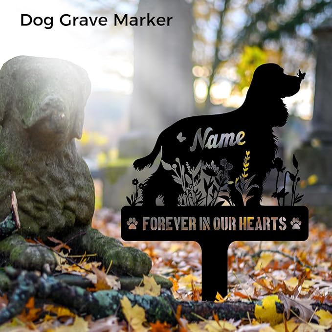Custom Cocker Spaniel Cocker Dog Memorial Stake, Personalized Dog Grave Marker, Metal Pet Tombstone, Outdoor Sympathy Sign for Garden Yard Decor, Pet Loss Gift
