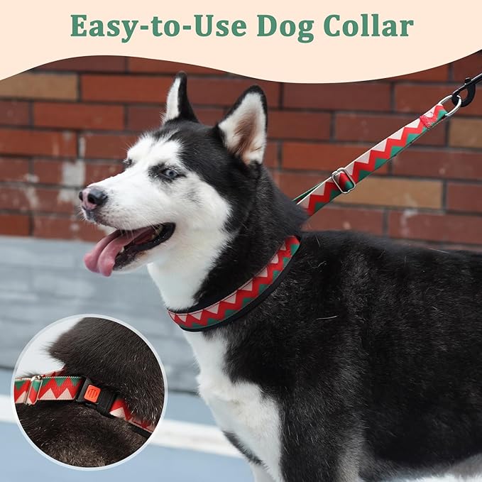 Mayerzon No Pull Dog Prong Collar Martingale, Personalized Pinch Collar with Geometric Patterns for Large Medium Small Dogs for Walking Training Festival, Easy to Use(M, Ethnic Green)