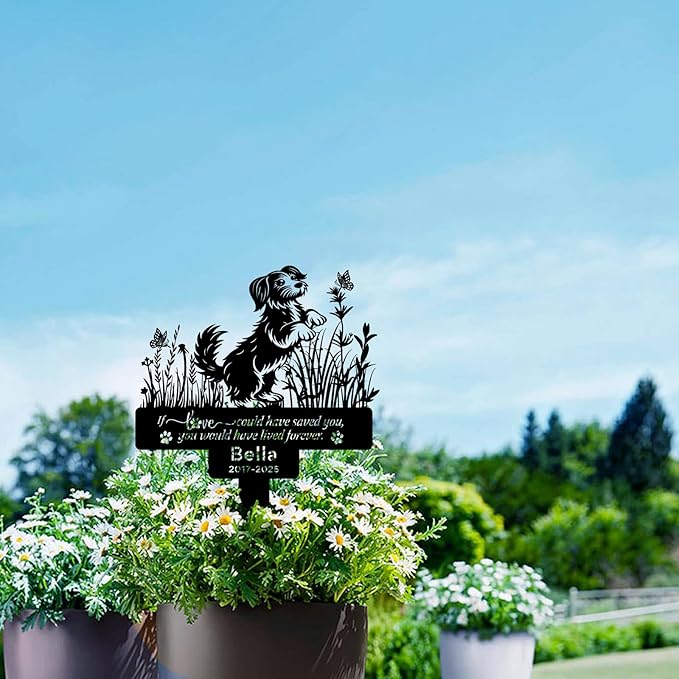 Custom Pet Maltese Dog Memorial Stake, Personalized Pet Grave Marker Tombstone, Outdoor Garden Metal Sign, Dog Remembrance Plaque, Sympathy Gifts for Loss of Maltese Dog