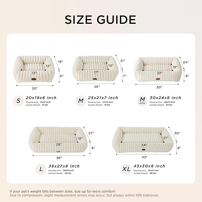 Bedsure ComfyFleece™ Cute Dog Bed for Extra Large Dogs - Washable Furry Puppy Beds, Rectangle Orthopedic XL Pet Beds with Removable Zipper Cover, 43x30x8inches, Warm Grey