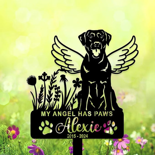 Personalized Pet Memorial Grave Marker, Custom Pet's Name Cemetery Decorations for Funerary, Metal Pet Garden Stake, Outdoor Sympathy Pet Stake Plaque Gift for Loss Dog