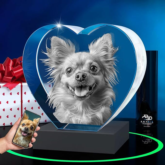 ArtPix 3D Premium Crystal Photo, Personalized Dog Memorial Gifts with Your Own Photo for Dog Lovers, Pet Owners, 3D Laser Etched Picture, Engraved Crystal in Memory of Dog, Customized Gifts