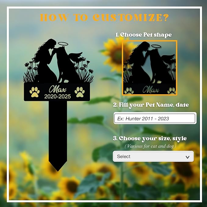 Pet Grave Markers Personalized Outdoor Memorial Decor | Best Remembrance Gifts for Dog Owners Who Lost Their Furry Friends | Thoughtful Memorial Dog Markers Grave for Pet Lovers