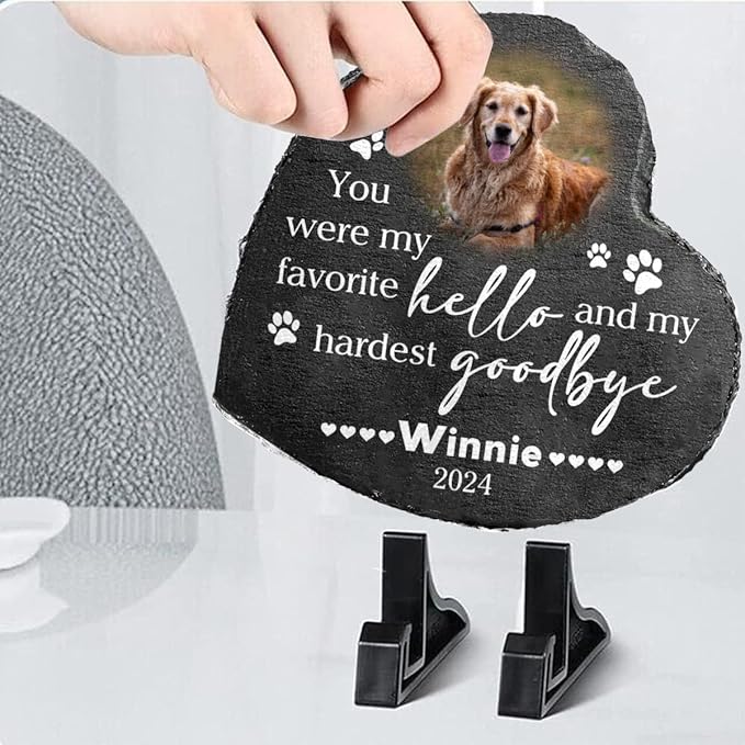 Dog Memorial Gifts for Loss of Dogs, Personalized Sympathy Stone, Pet Memorial Gifts, Pet Loss Gift, Cemetery Decorations for Grave, Cat Loss for Cat Lovers, You were My Favorite Hello