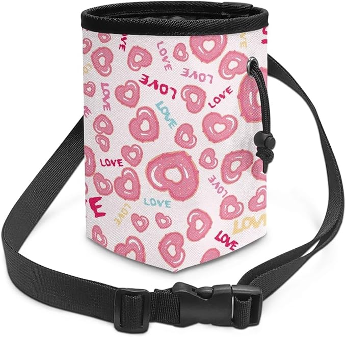 Hearts Donut Puppy Training Pouch Portable Dog Food Dispenser Dog Trainer Essentials Supplies Reward Pouch Holder for Dogs & Puppies with Multiple Ways to Wear