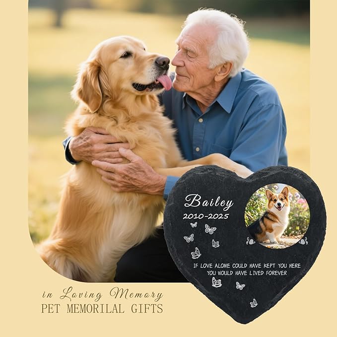 Personalized Dog Memorial Gifts for Loss of Dog, Custom Photo Pet Momorial Stone for Dogs, Cat Memorial Sympathy Gift, Dog Passing Away Gifts, Sympathy Gift for Pet Lovers (Style 4)