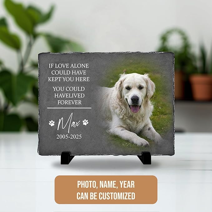 Personalized Memorial Stone with Photo – Custom Dog Remembrance Gift for Garden or Indoor Use, Loss Keepsake for Dogs, Thoughtful Tribute Marker for Healing and Memory