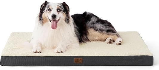 Bedsure XL Dog Bed for Crate - Large Comfy Flat Pet Beds with Removable Washable Cover, Orthopedic Egg Crate Foam Crate Mat, Suitable for Pet Up to 90 lbs