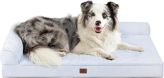 EHEYCIGA XL Dog Bed Memory Foam for Crate, Extra Large Dog Bed Orthopedic with Washable Removable Cover, Waterproof Pet Sofa Couch XLarge Size Dogs, 41x27x6.5, Washblue
