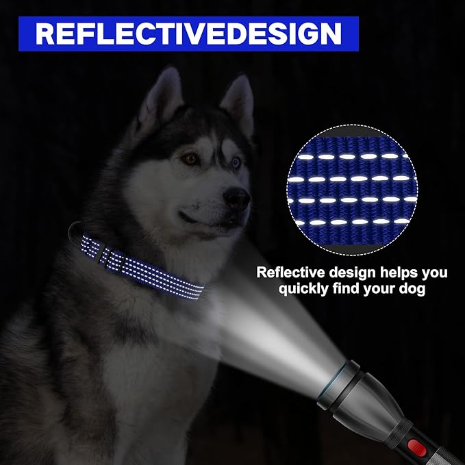 Martingale Dog Collars, Adjustable Reflective Nylon Dog Collar for Training Dogs, No Pull Dog Choker Collar for Medium Large Dogs (M, Navy Blue)