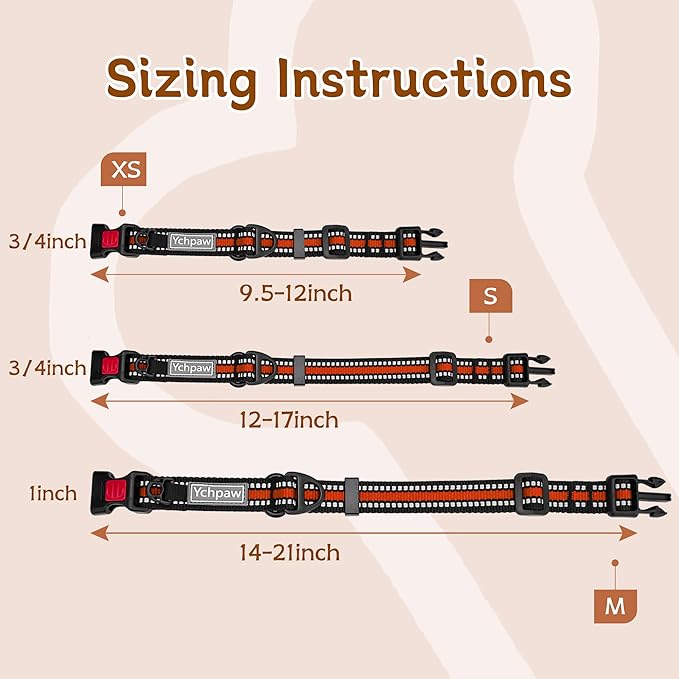 Martingale Collar for Dogs Reflective Collar with Quick Release Buckle, Adjustable Nylon Collars for No Slip Dog Collar, Orange, M