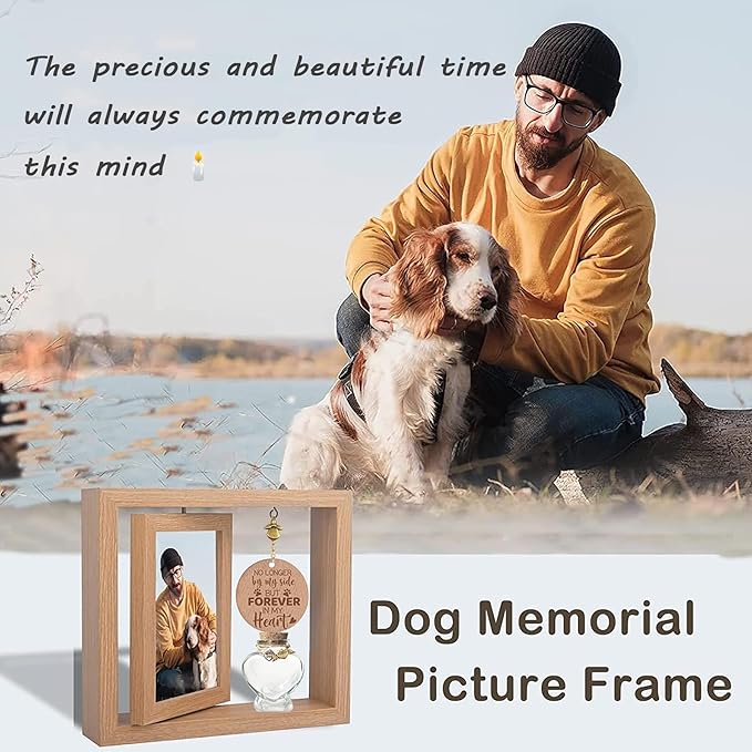 360° Rotating Pet Memorial Frame with Keepsake Jar – Double-Sided 4x6 Photo Display for Pet Loss – Perfect Remembrance Gift for Dog and Cat Owners