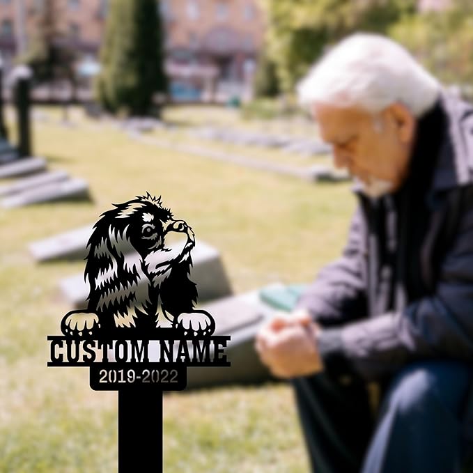 Grave Marker for Dogs Personalized, Memorial Metal Plaques, Pet Cross Stake for Outdoors, Cavalier King Charles Spaniel Memorial, Temporary Grave Marker for Dogs, Pet Loss Gifts