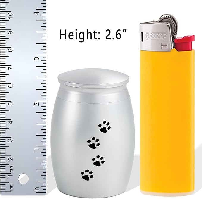 2.67 Inches Small Urns for Dog or Cat Ashes Set of 2,Mini Memorial Cremation Keepsake Urns for Pets Ashes with Paw Print