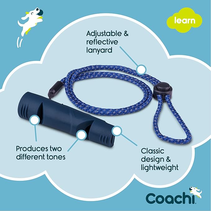 Coachi Two Tone Whistle, Train Two Dogs, Train Different Commands, Tough Material, Adjustable Reflective Lanyard, Traditional, Recall Training, Lightweight & Compact, Dog and Puppy Training