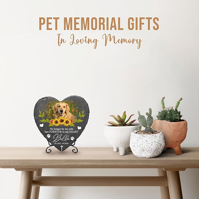 Custom Pet Stone Memorial Dog Memorial Plaque with Photo | Pet Memory Stone for Dog Sympathy Gifts Personalized Gifts for Dogs | Customized Headstone in Loving Memory Pets for Pets Lovers