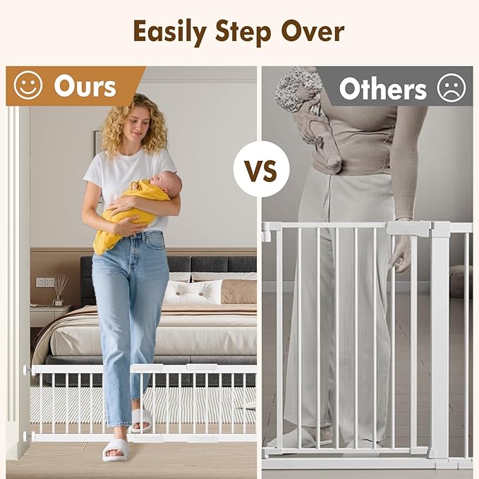 Dog Gate - 14" Tall Puppy Safety Pet Gates Easy to Step Over, Short Dog Gates,16.5"-44" Adjustable Extra Wide, Metal Doggy Door for Passageway Stairs Kitchen Bedroom Indoor, Pressure Mounted