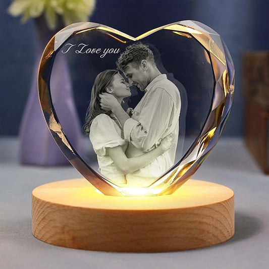 Crystal Picture Frames, Birthday Gifts For Women, Men, Mom, Dad, Personalized Anniversary Wedding Memorial Gift For Couples, Crystal Photo Customized Gifts For Her, Him, Boyfriend, Girlfriend