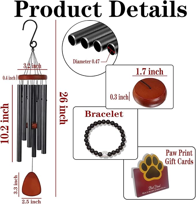 Personalized Dog Memorial Gifts for Loss of Dog, Custom Pet Memorial Wind Chime, Pets Loss Passing Away Remembrance Bereavement Gift, Custom Sympathy Gifts of Pet